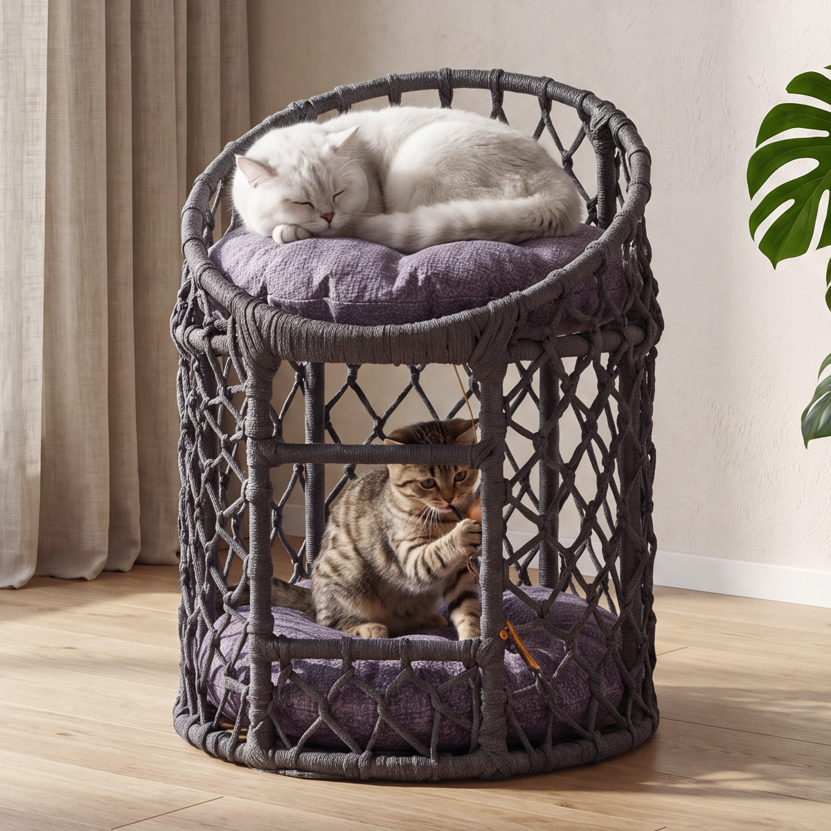 QUVA RANZA KEDİ YATAĞI / 2 KATLI KEDİ EVİ