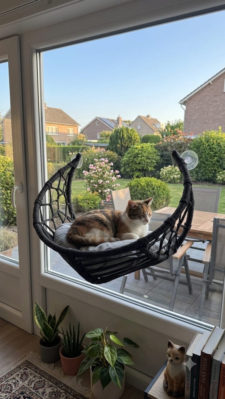 QUVA HİLAL VANTUZLU KEDİ YATAĞI / PENCERE & BALKON KEDİ YATAĞI